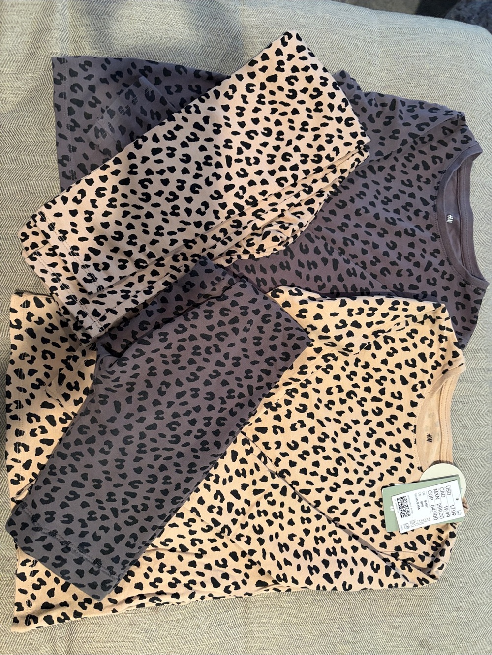 H&M Beige and Brown Leopard Kids Matching Set
